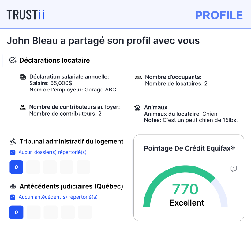 Exemple de rapport de crédit Trustii